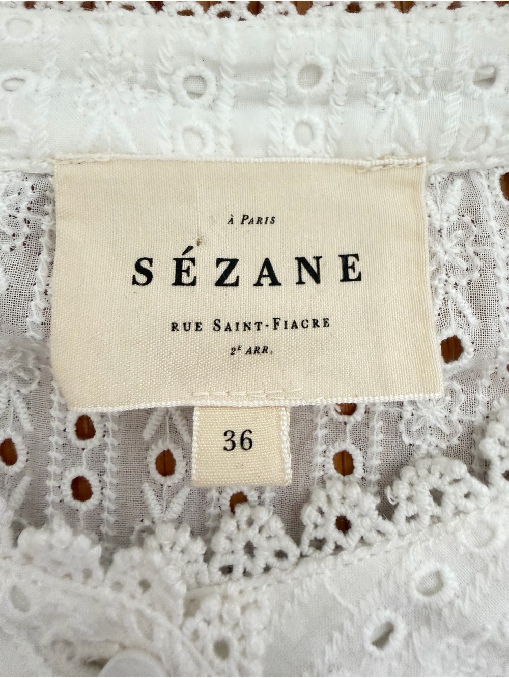 SEZANE Marinette Eyelet Button Down Shirt White Exru - NWOT, 36 / Small / 4 - Picture 9 of 16